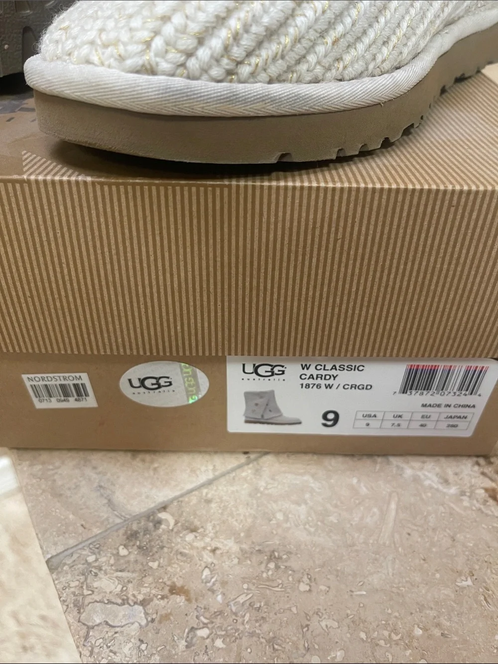 UGG Knit Button Fold-Over Boot - Cream